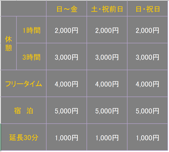 ホテル　レスト　都城　料金表